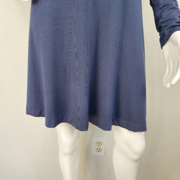 Loft Lounge Blue Long Sleeve Swing Dress Size M - Picture 4 of 12